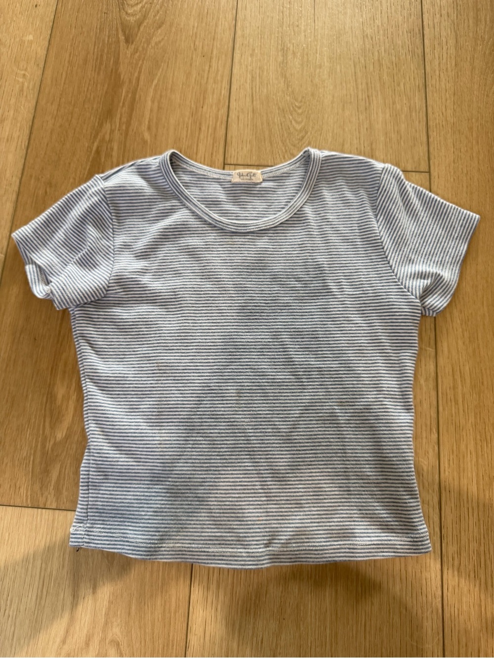 Brandy Melville Cotton Tee Blue and White Stripes